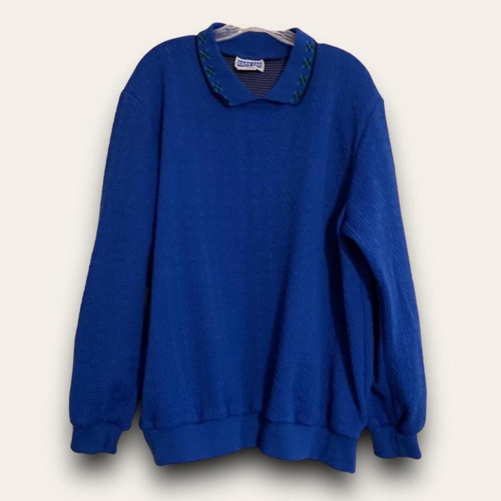 Vintage Blue Collared Sweater Cape Code Sportswea… - image 1